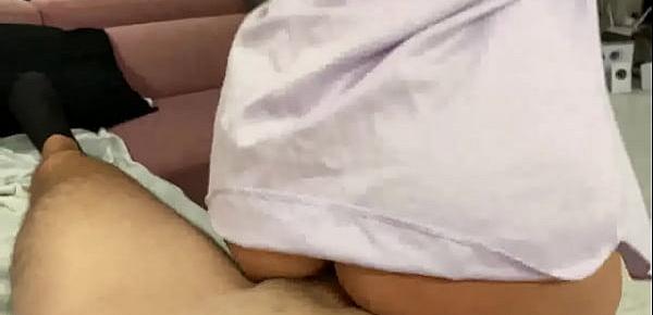  Amateur Sexy young wife fucked with her panties on and creampied.